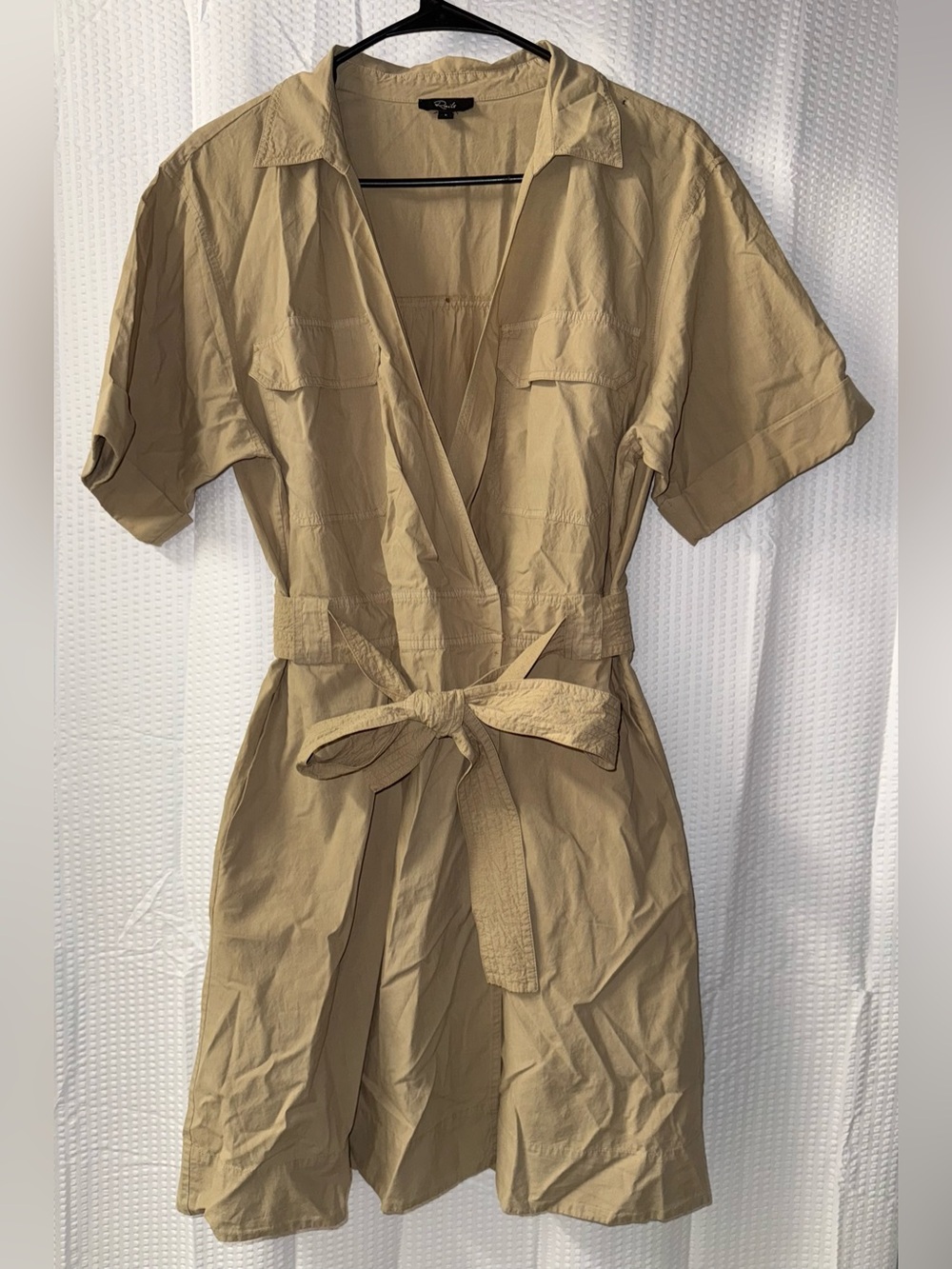 RAILS BROWN POPLIN BELTED SHIRT DRESS SIZE L